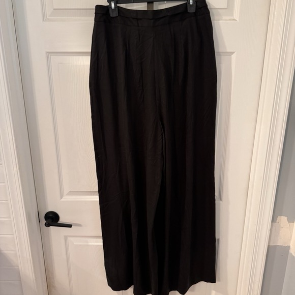 New BCBG Maxazria " Brandy" Pants High Waist Wide Leg Black Size L - Picture 1 of 11